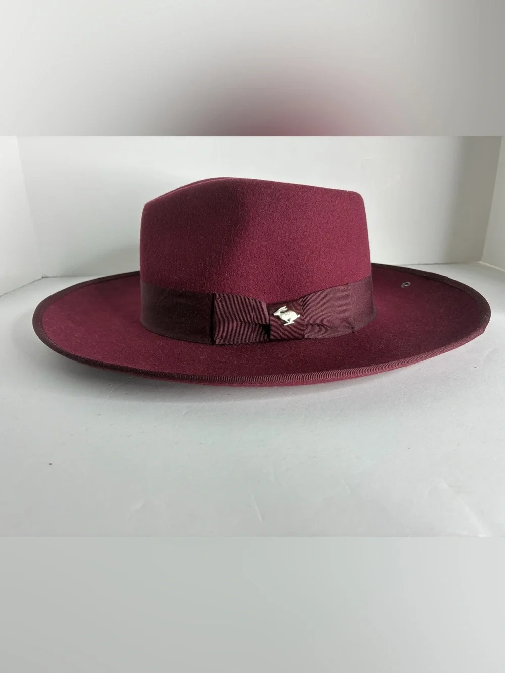 Burgundy Wool Fedora Hat - Classic Wide Brim